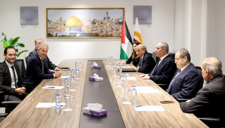 Filistin Devlet Başkan Yardımcısı Hüseyin eş-Şeyh, Tony Blair ile Ramallah’ta Görüştü