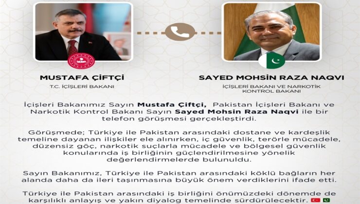 Bakan Çiftçi’den Pakistanlı Mevkidaşı ile Kritik Telefon Görüşmesi